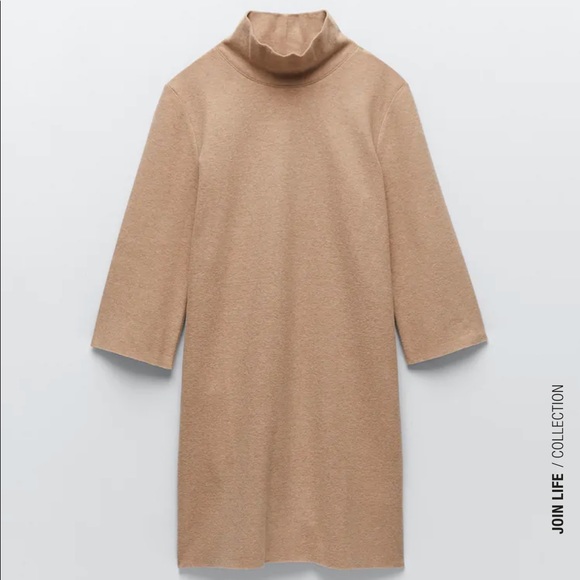 NEW! Zara | heather beige turtleneck dress - Picture 1 of 7